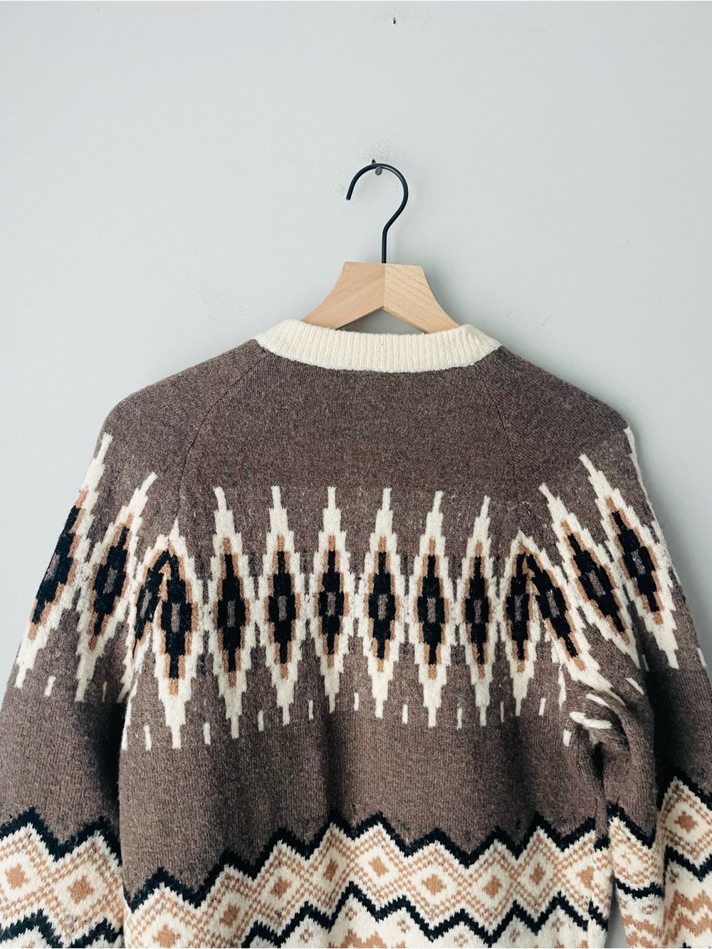 J. Crew Brown & Cream Fair Isle Knit Cardigan Sweater RARE - Picture 6 of 8